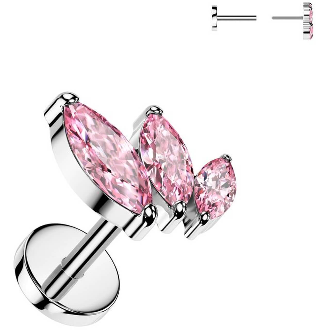 Titane Bouton d'Oreille zircone écaillée taille marquise - Image 5