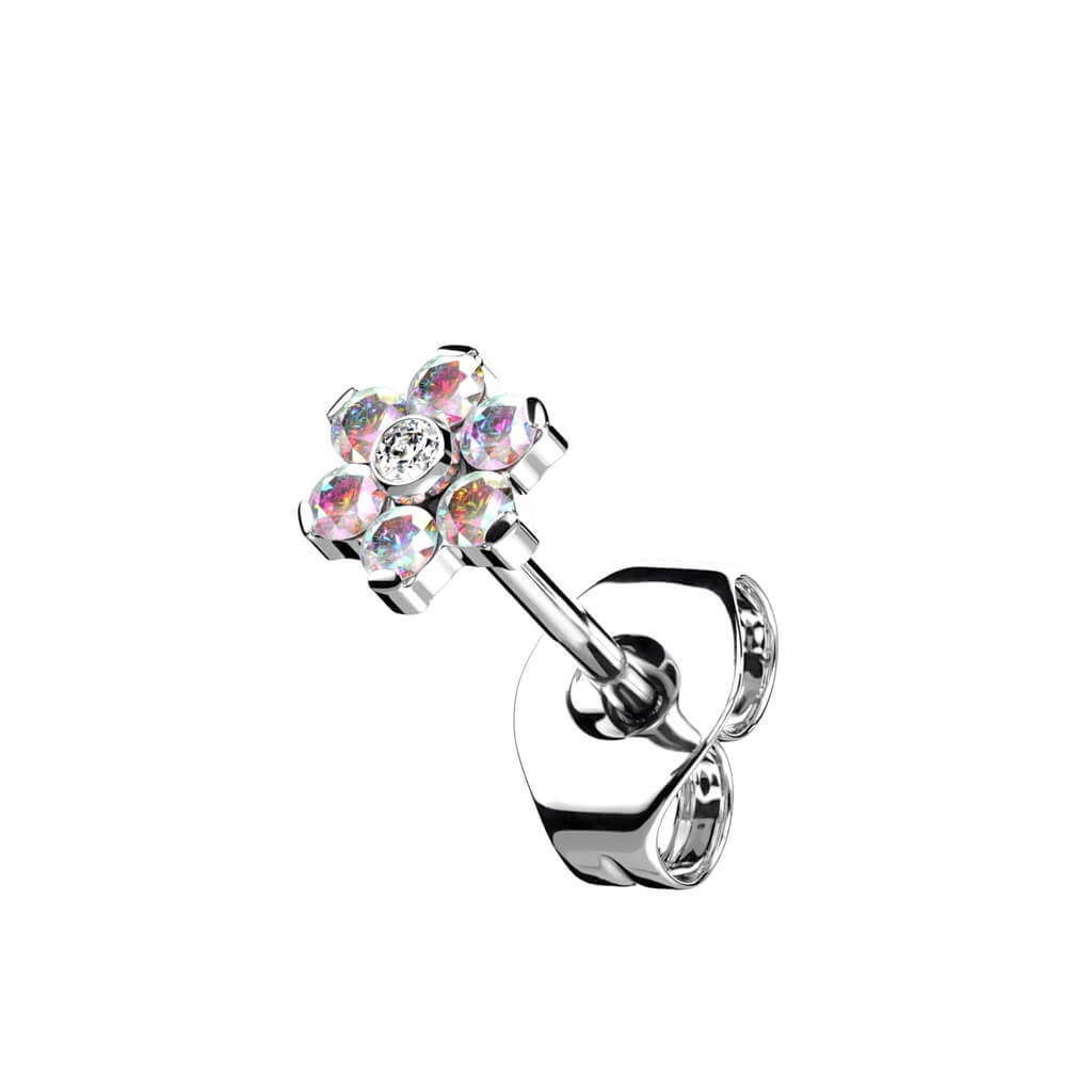 Titane Bouton d'Oreille Fleur Zircone - Image 4