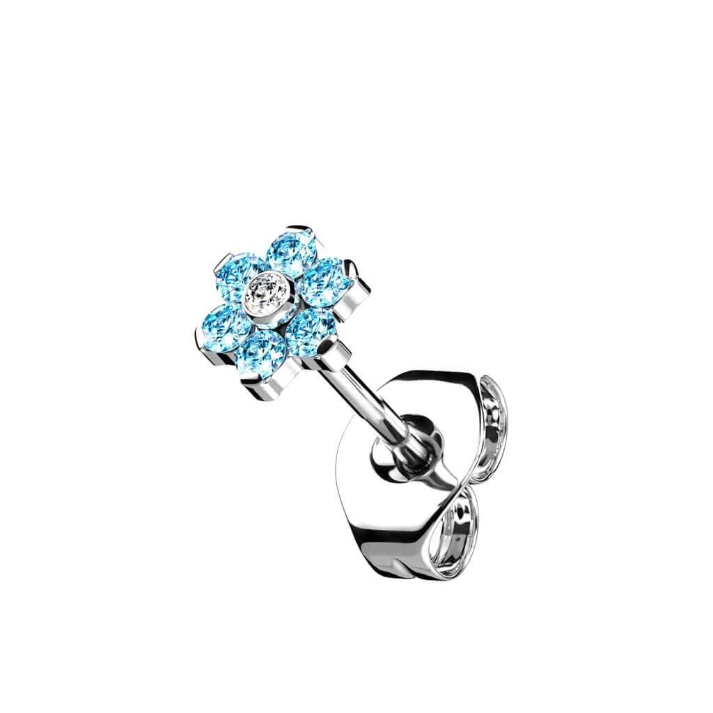 Titane Bouton d'Oreille Fleur Zircone - Image 7