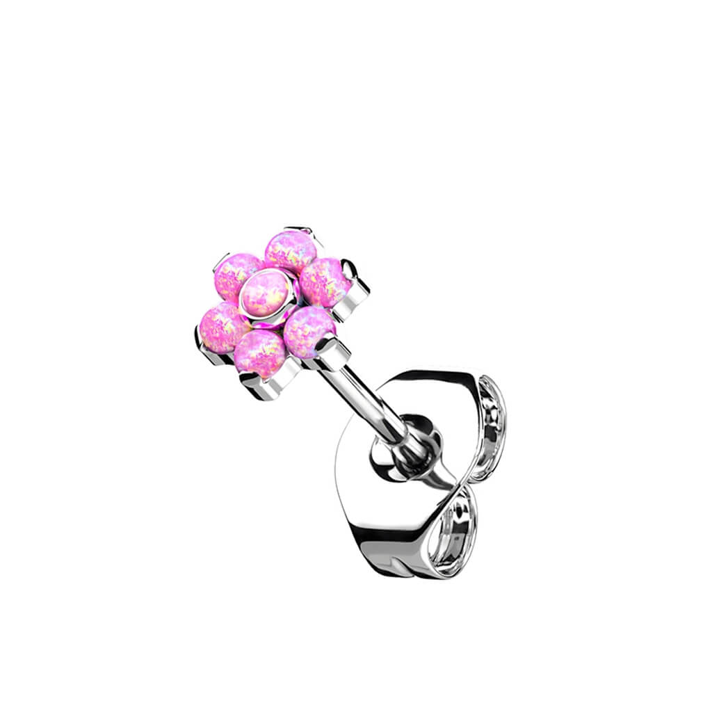 Titane Bouton d'Oreille Fleure Opale Argent - Image 6