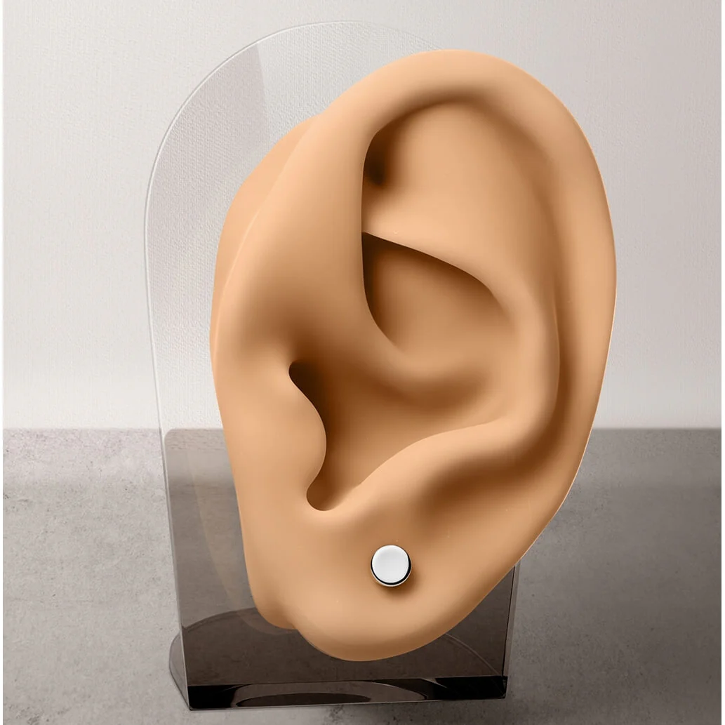 Titane Bouton d'Oreille Rond Plate Argent - Image 4