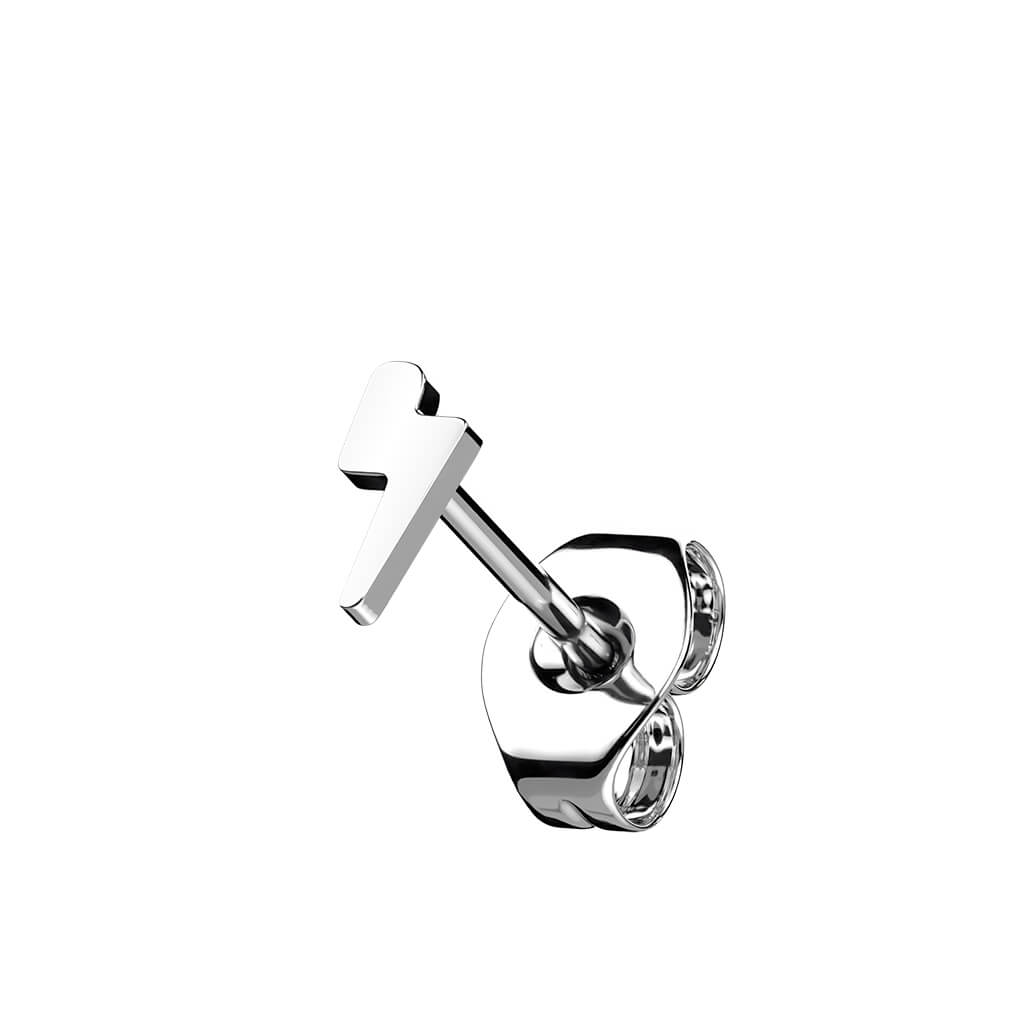 Titane Bouton d'Oreille Éclair Plat Argent - Image 2