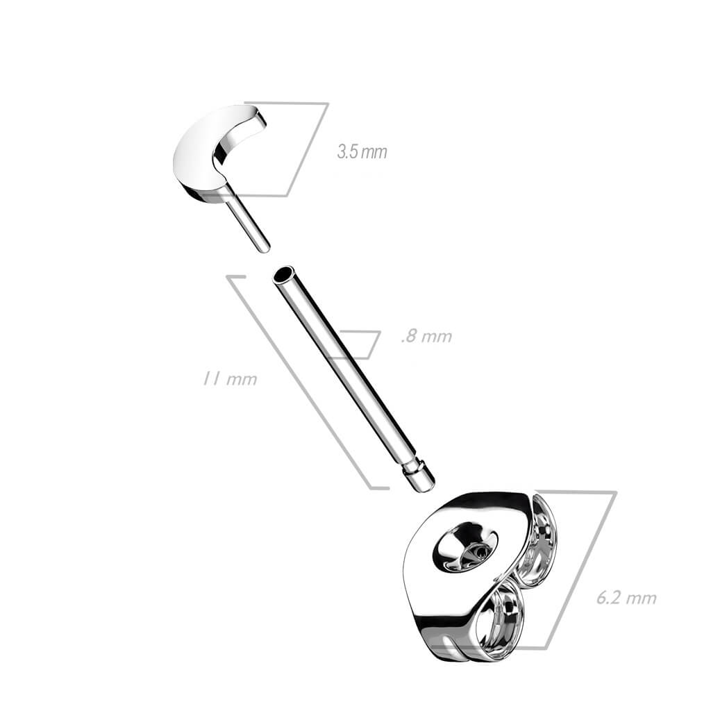 Titane Bouton d'Oreille Lune Plate Argent - Image 3