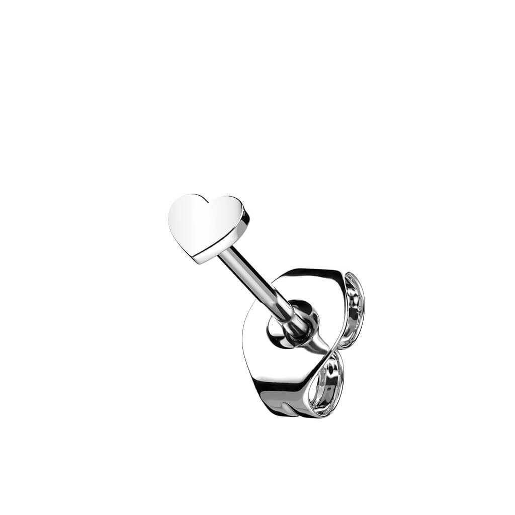 Titane Bouton d'Oreille Cœur Argent - Image 2
