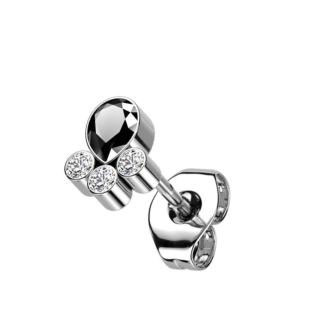 Titane Bouton d'Oreille Pattes Zircone Argent - Image 2