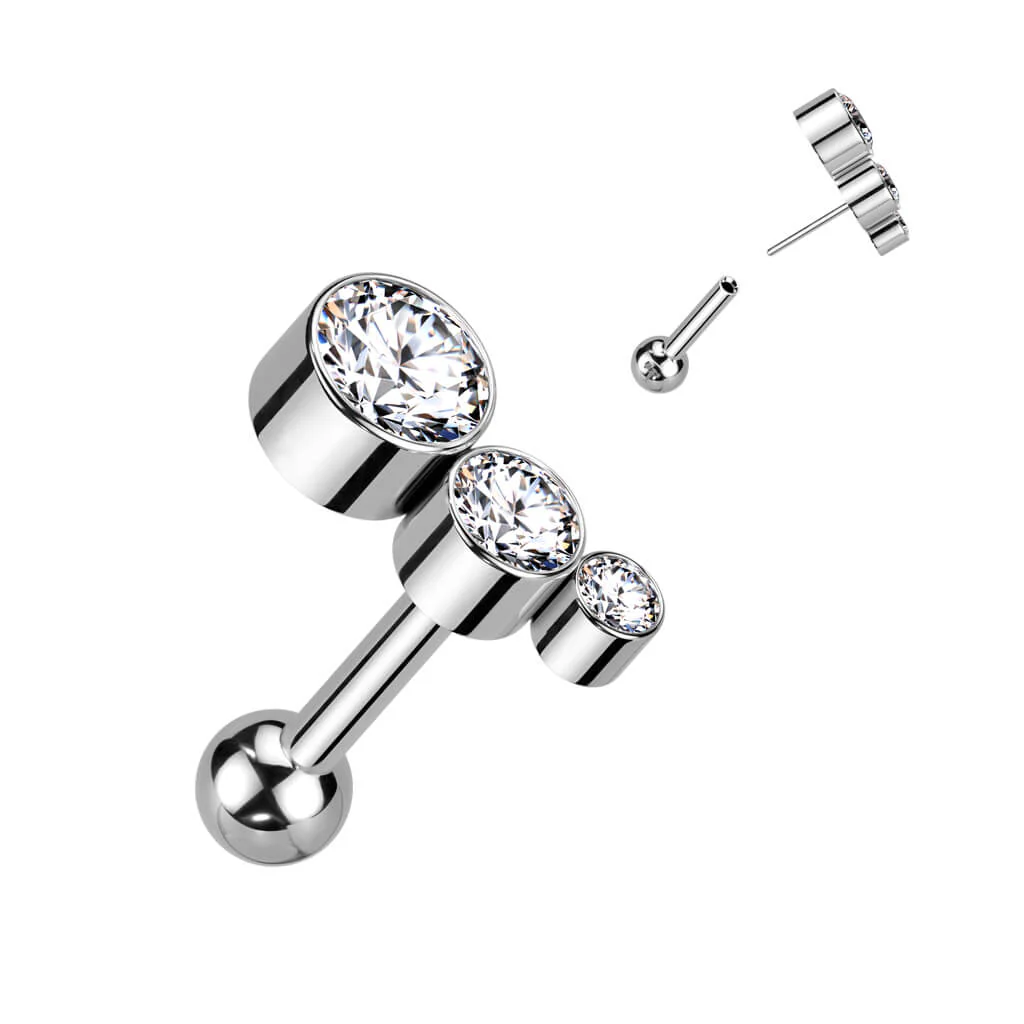 Titane Barre Zircone Opale Argent Enfoncer - Image 2
