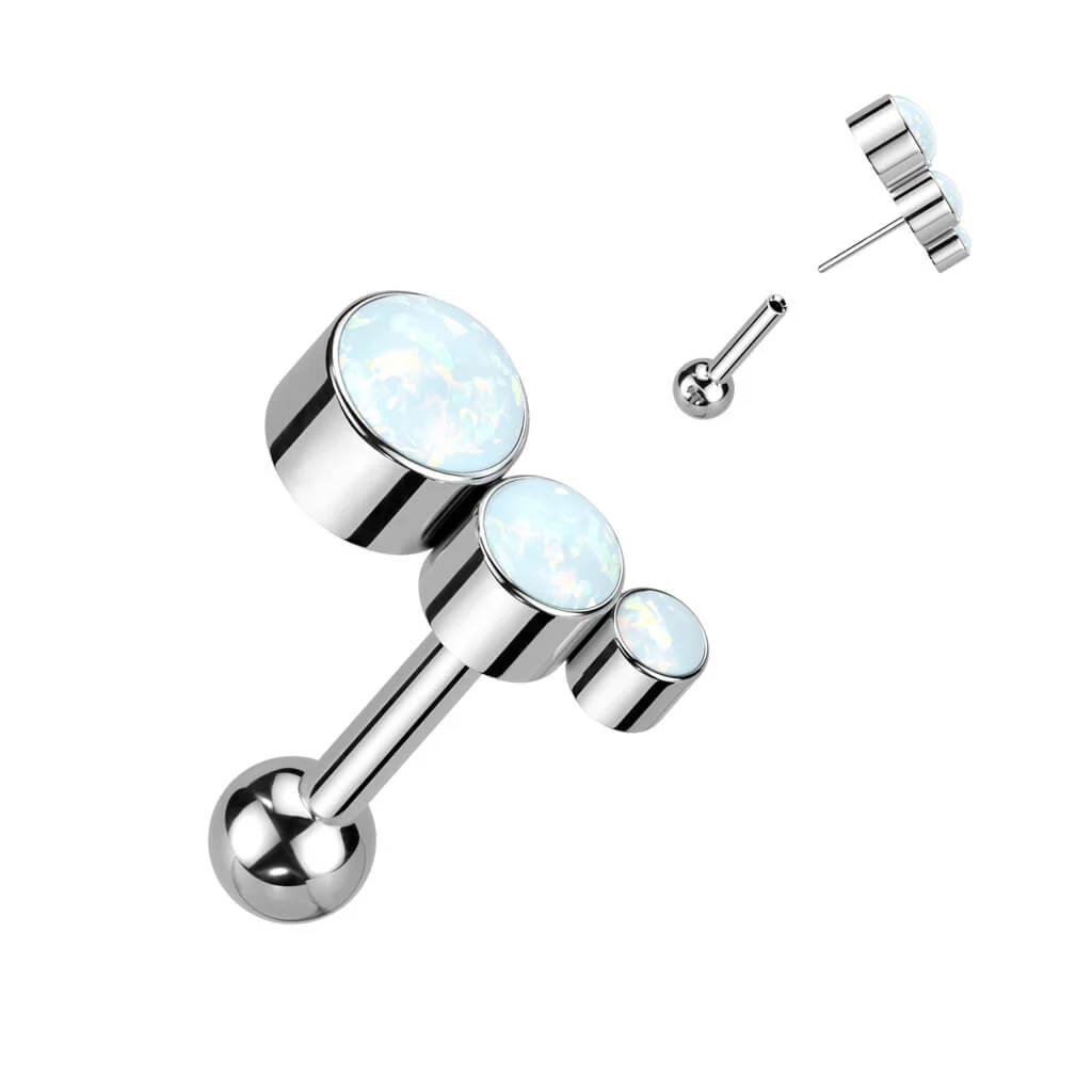 Titane Barre Zircone Opale Argent Enfoncer - Image 4