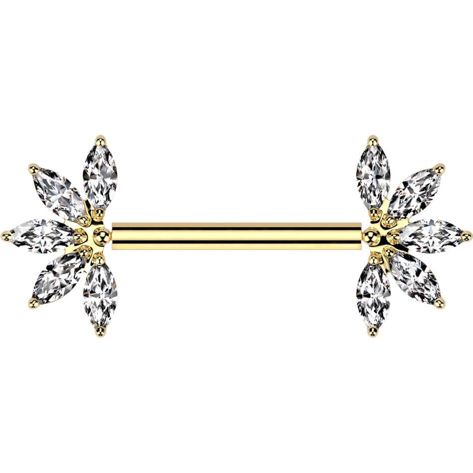 Titane Téton Fleur Marquise Zircone Enfoncer - Image 5
