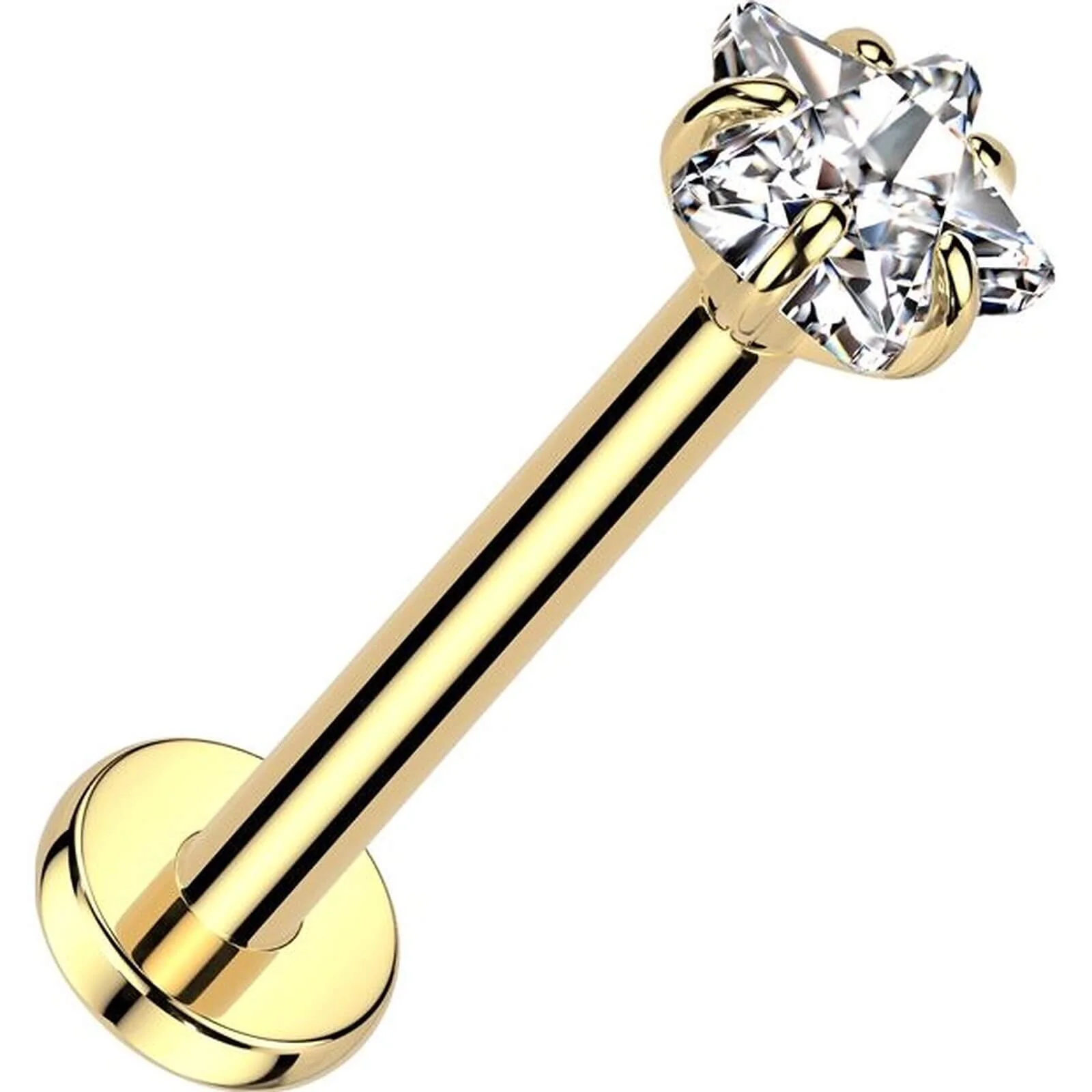 Titane Labret étoile zircone Enfoncer