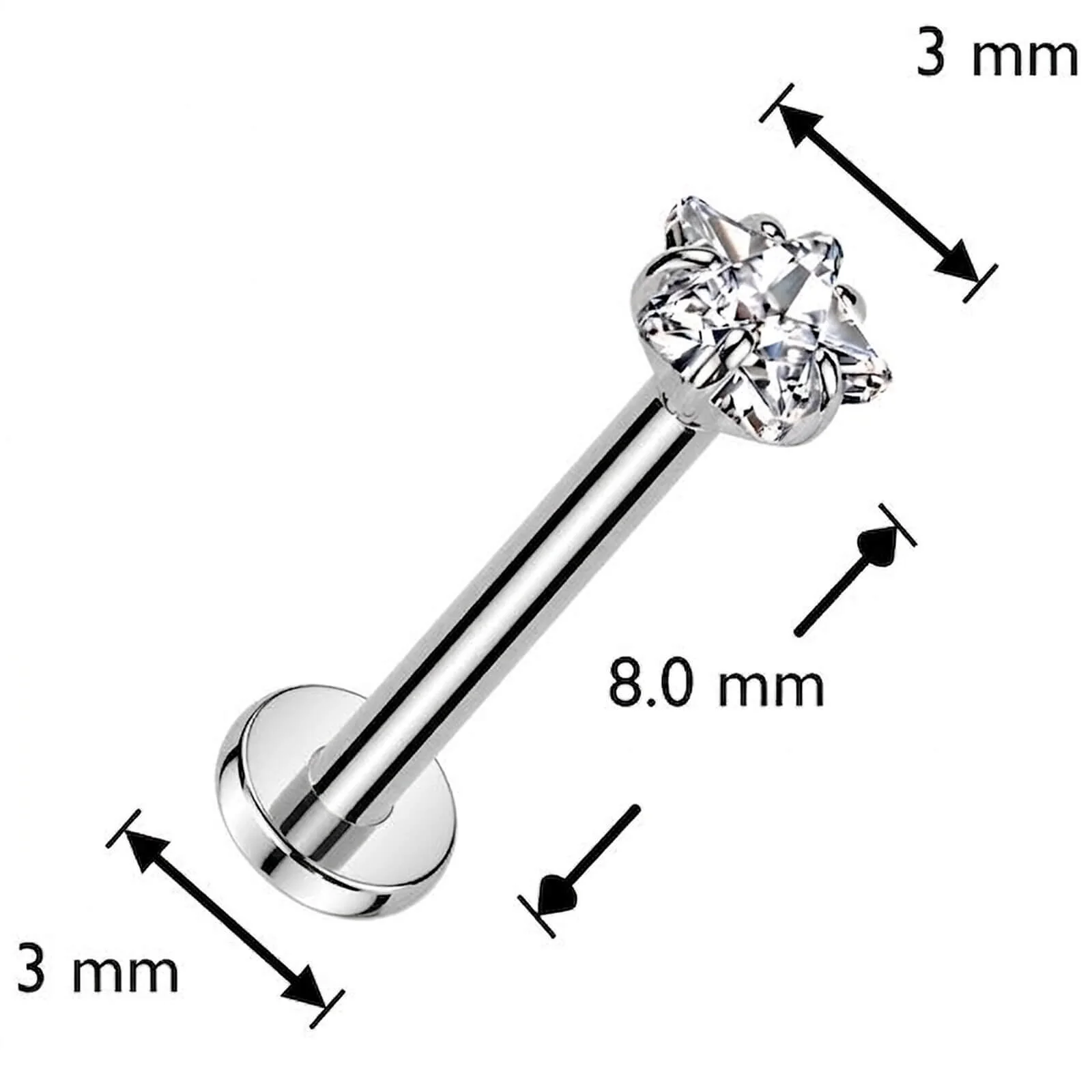 Titane Labret étoile zircone Enfoncer - Image 2