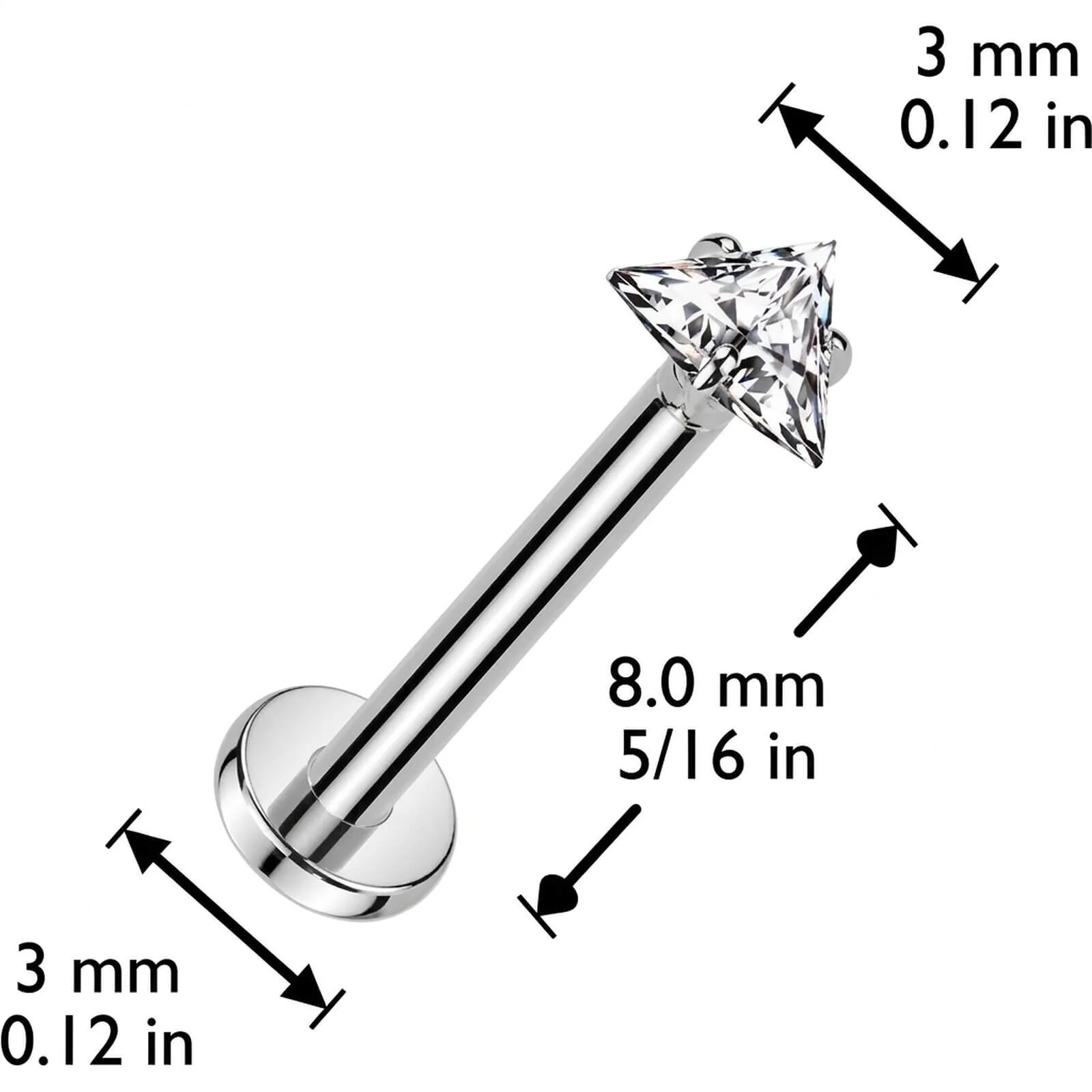 Titane Labret triangle zircone Enfoncer - Image 2