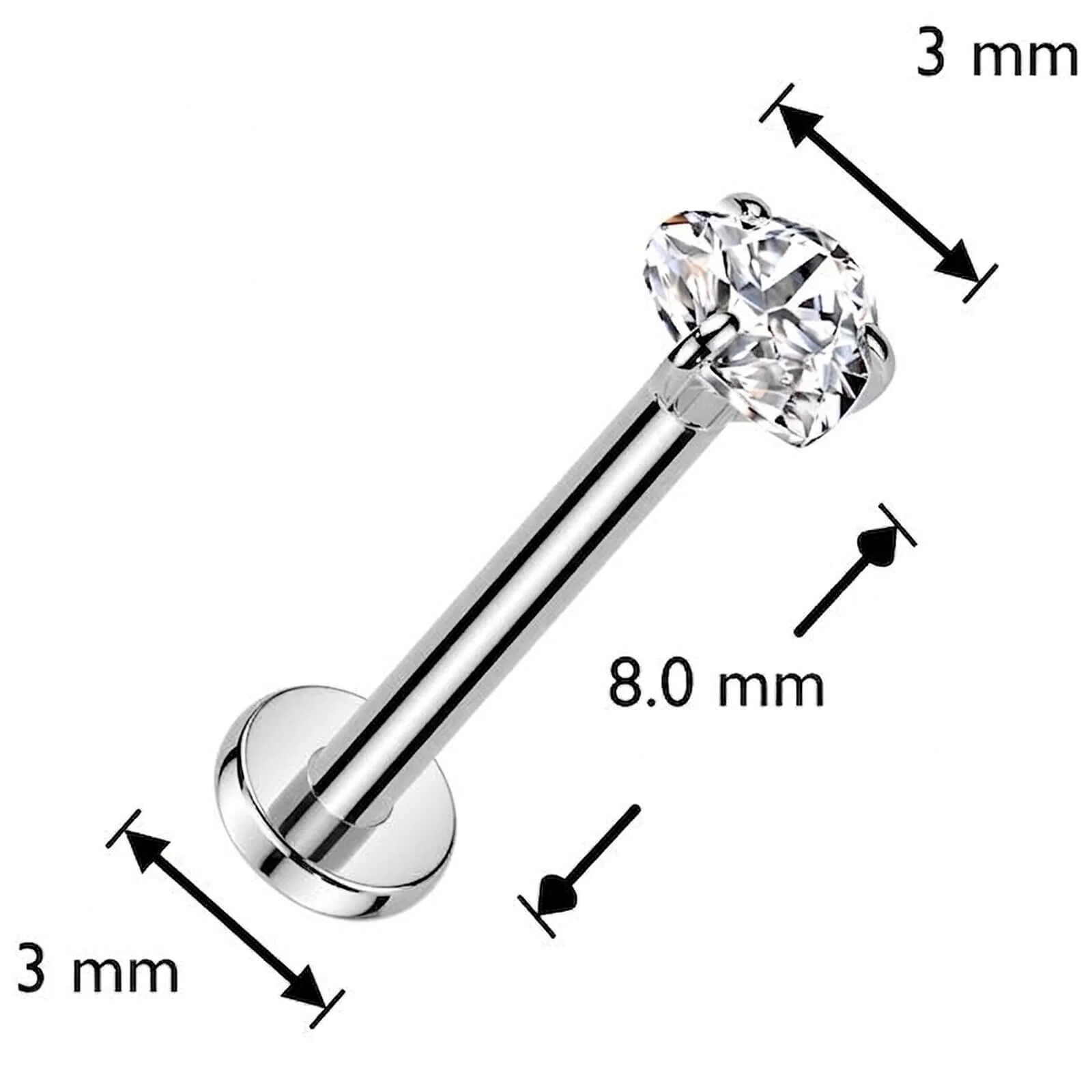 Titane Labret cœur zircone Enfoncer - Image 2