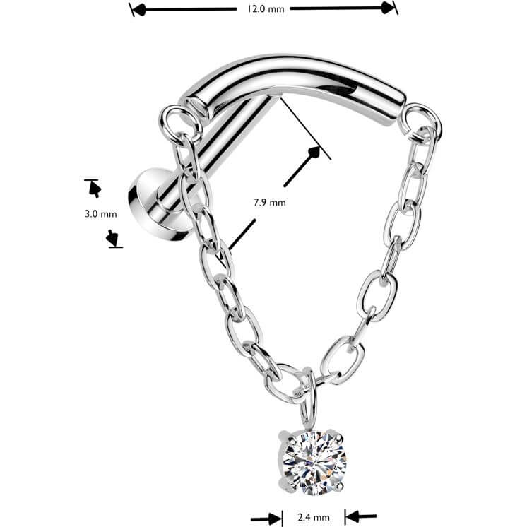 Titane Labret chaîne pendante zirconia Enfoncer - Image 2