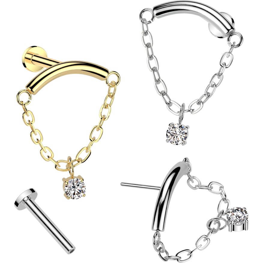 Titane Labret chaîne pendante zirconia Enfoncer - Image 3