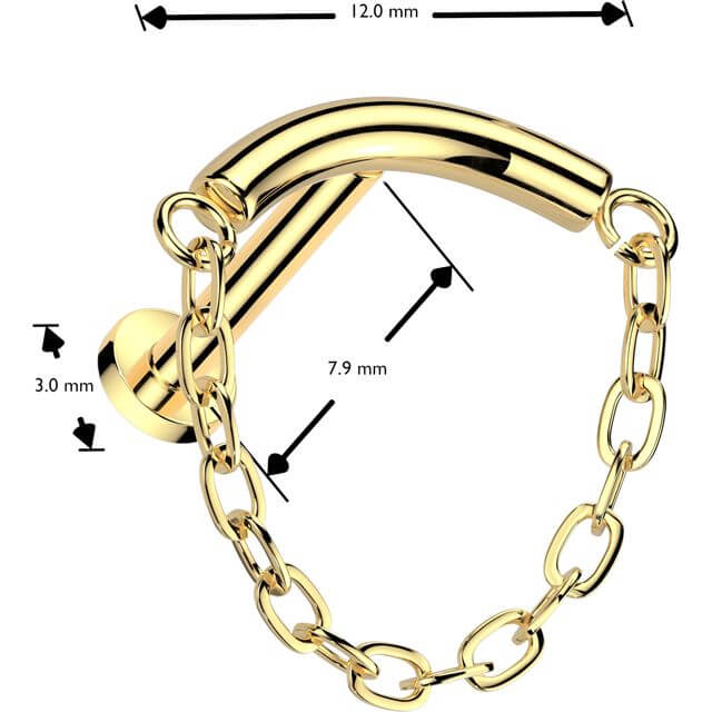 Titane Labret barre d'appui courbée à maillons de chaîne Enfoncer - Image 2