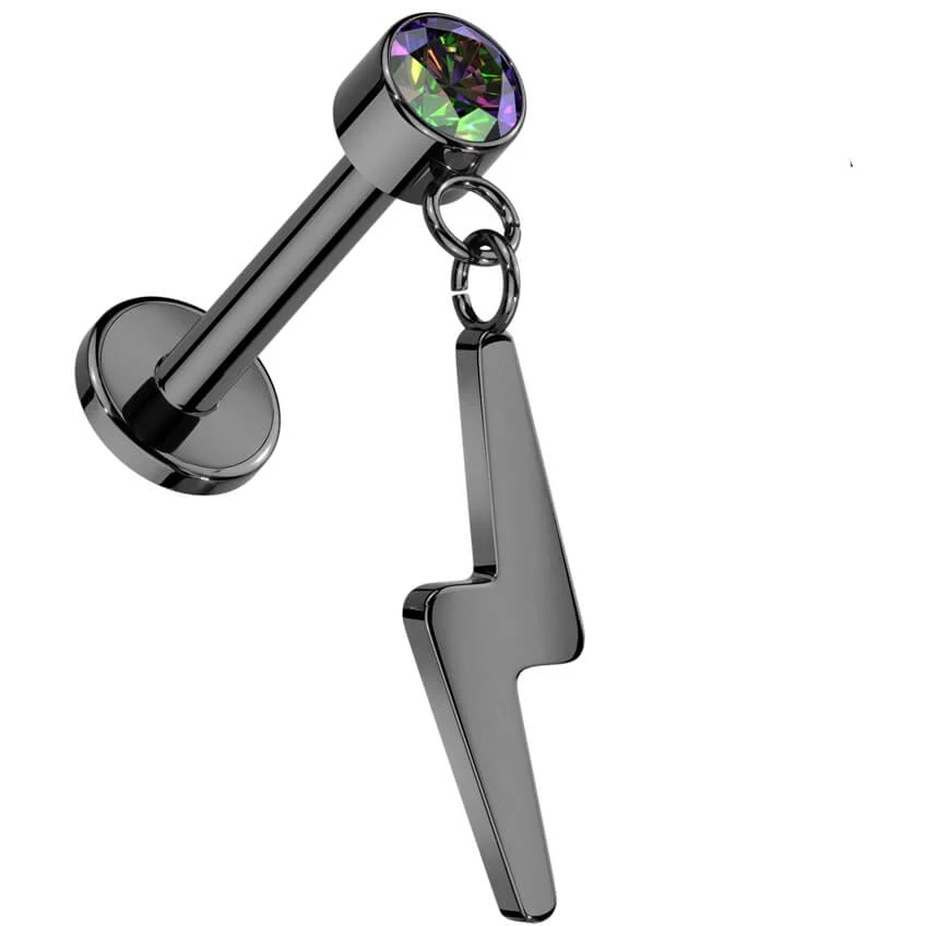 Titane Labret Pendentif Eclair Zircone Enfoncer - Image 4