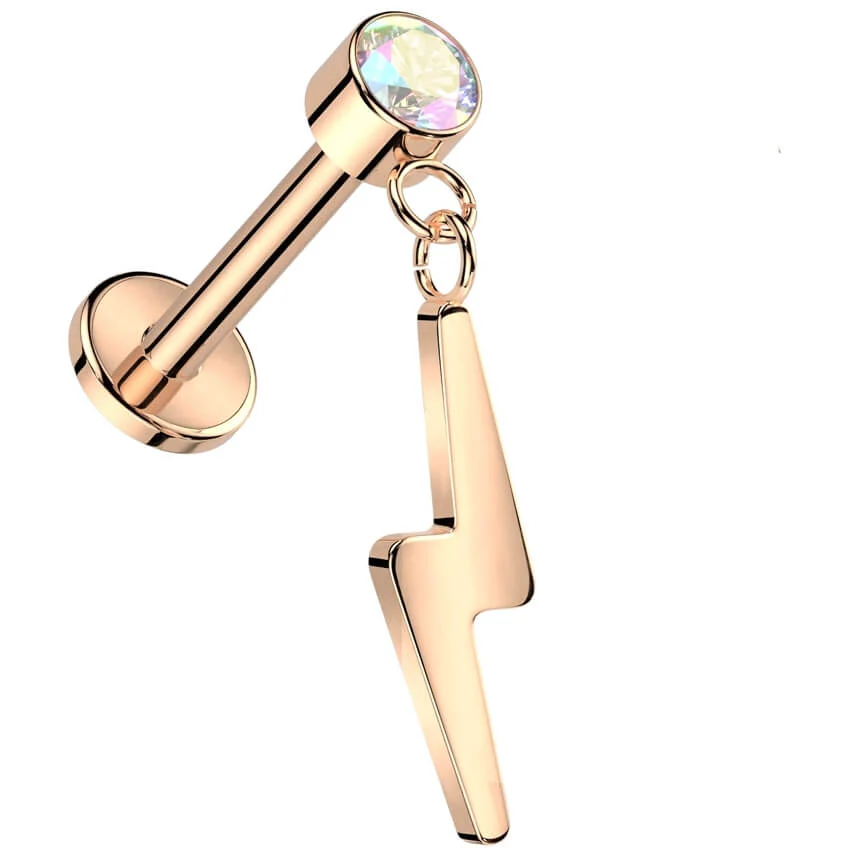 Titane Labret Pendentif Eclair Zircone Enfoncer - Image 5