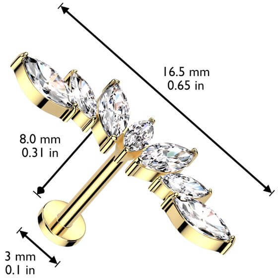 Titane Labret Éventail zircone taillée en marquise Enfoncer - Image 2