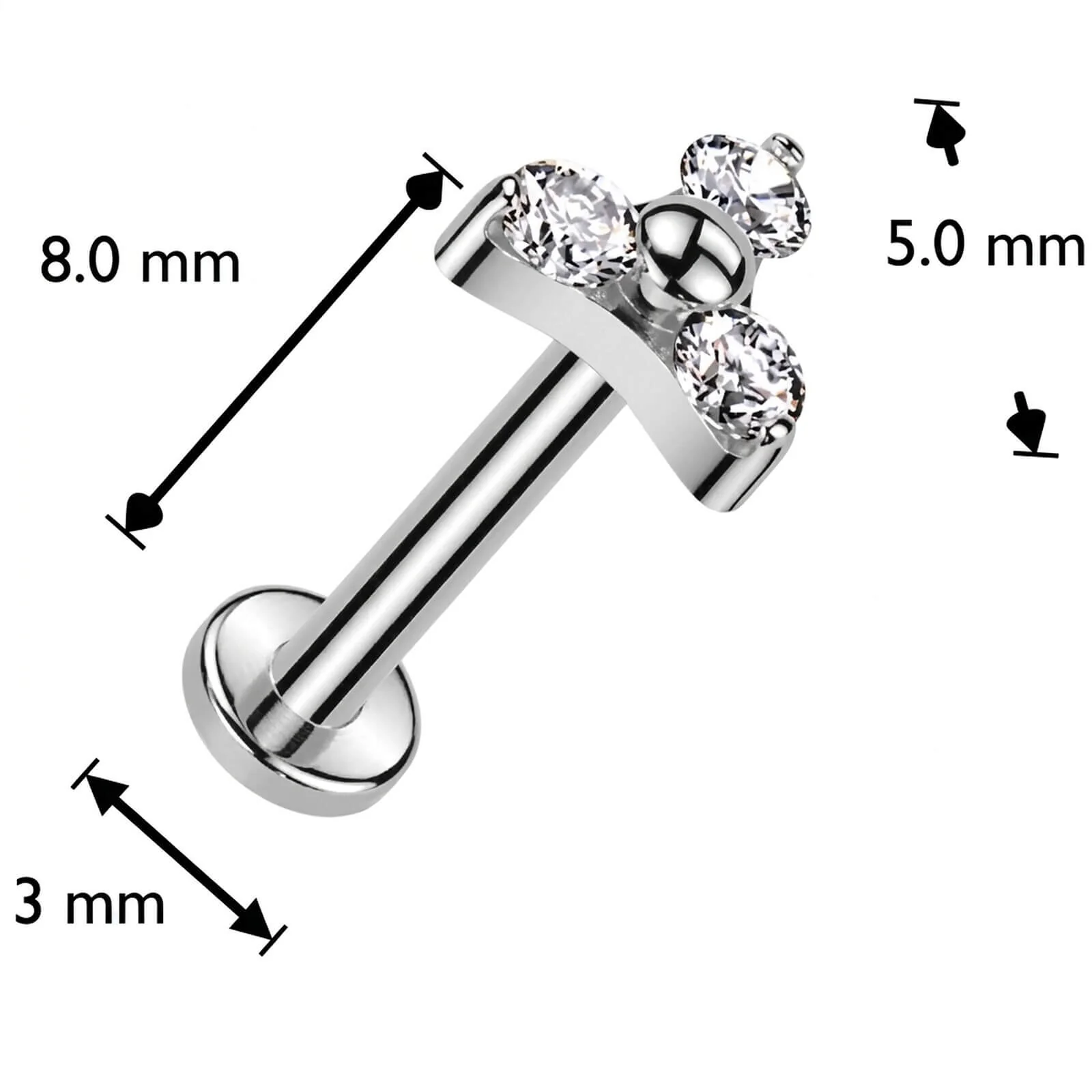 Titane Labret Trinity zircone Enfoncer - Image 2