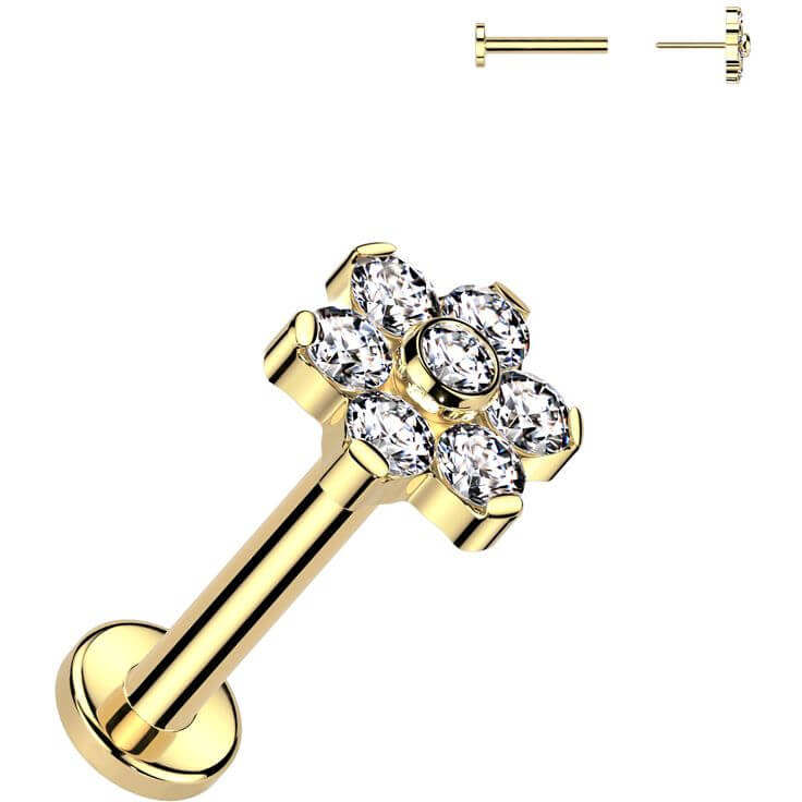 Titane Labret Fleur zircone Enfoncer - Image 3