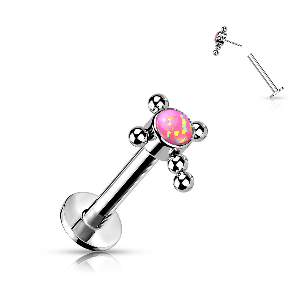 Titane Labret Croix Zircone Opale Argent Enfoncer - Image 9