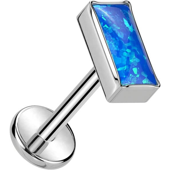 Titane Labret embout opale lunette rétangulaire Enfoncer - Image 5