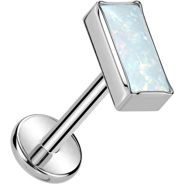 Titane Labret embout opale lunette rétangulaire Enfoncer - Image 7