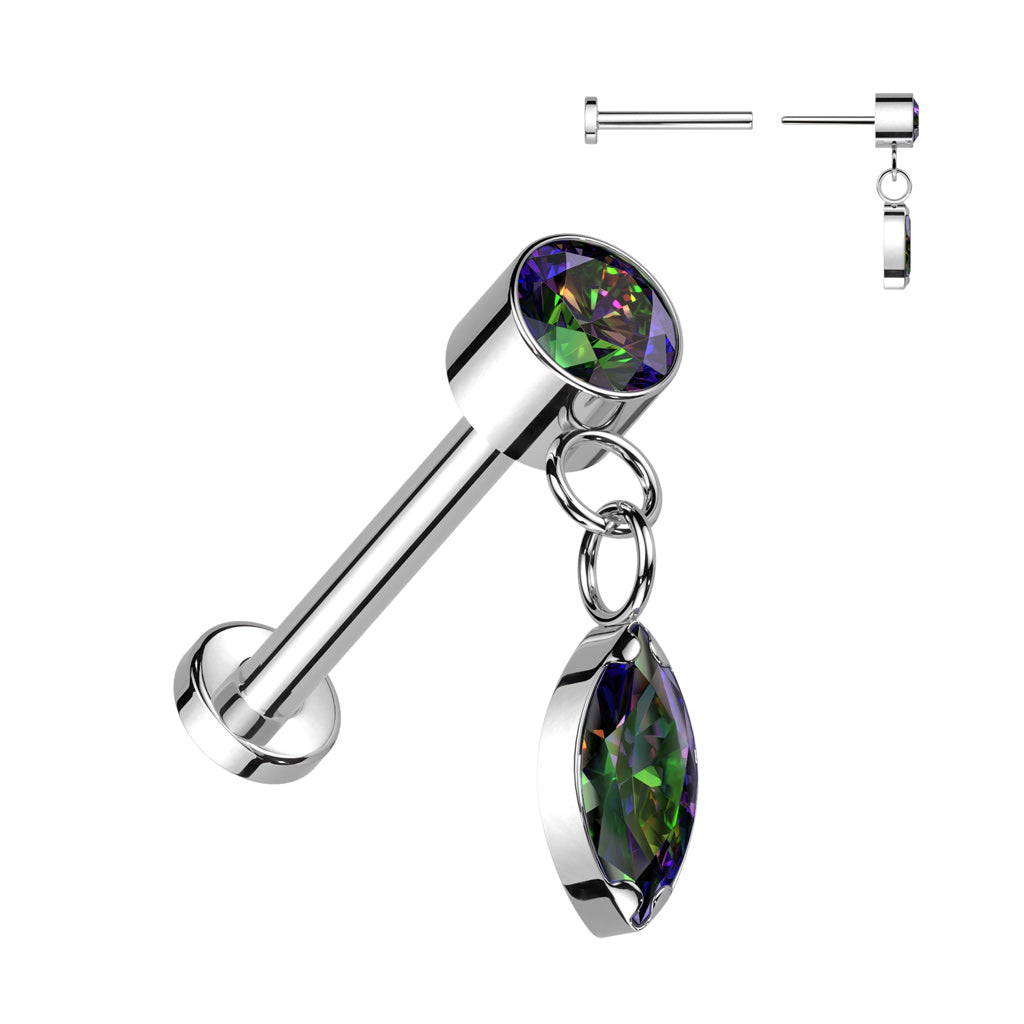 Titane Labret Goutte Pendentif Zircone Enfoncer - Image 6
