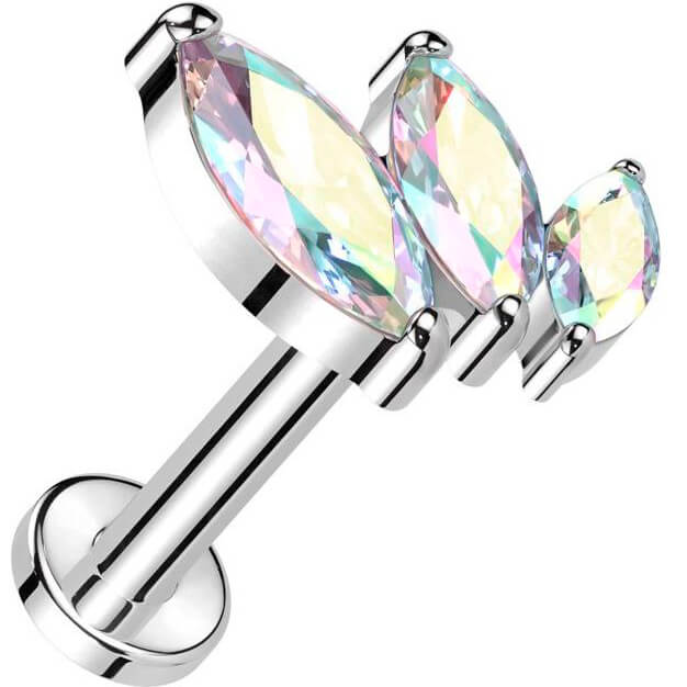 Titane Labret 3 Zircone Marquise Enfoncer - Image 3