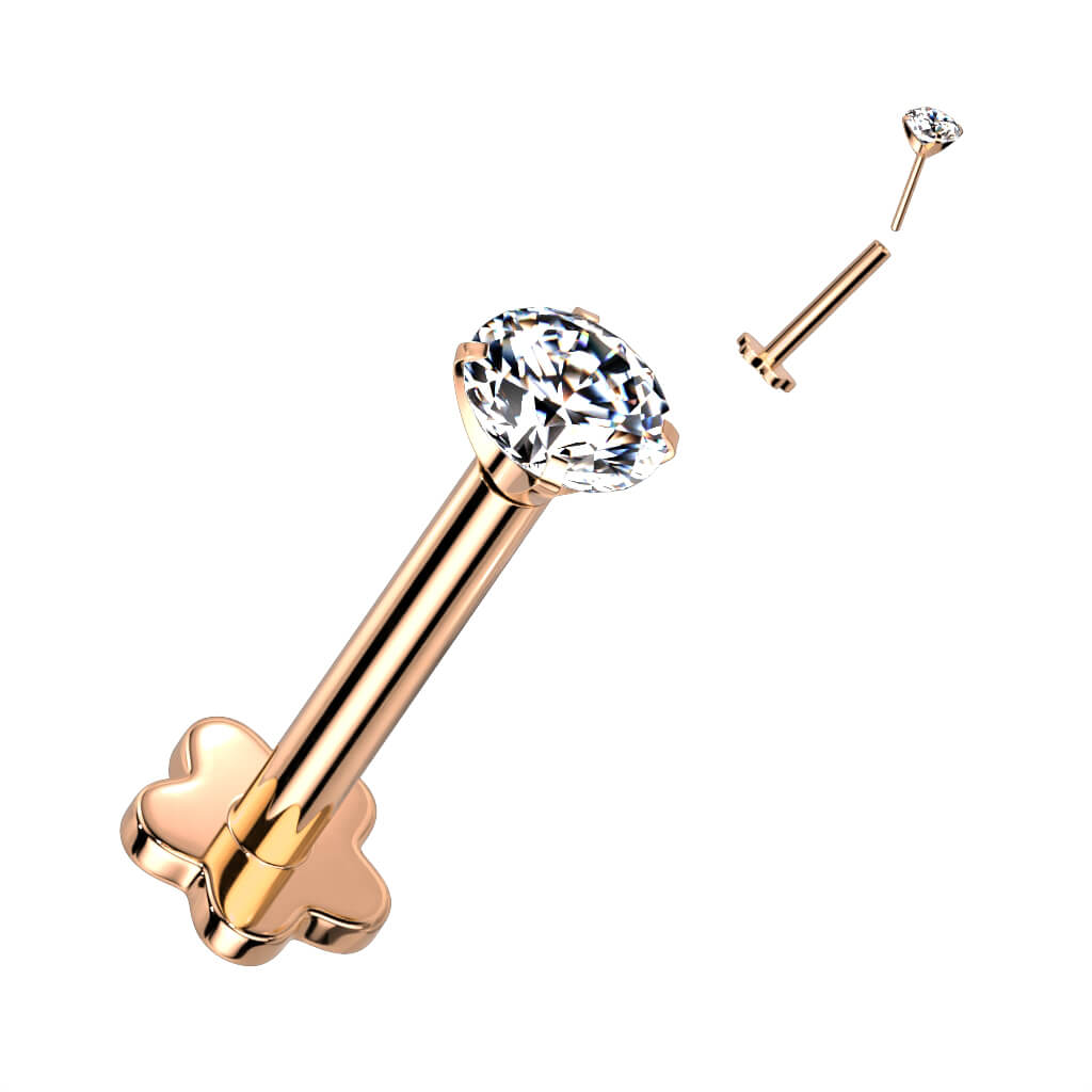 Titane Labret Zircone Base Fleur Enfoncer - Image 12