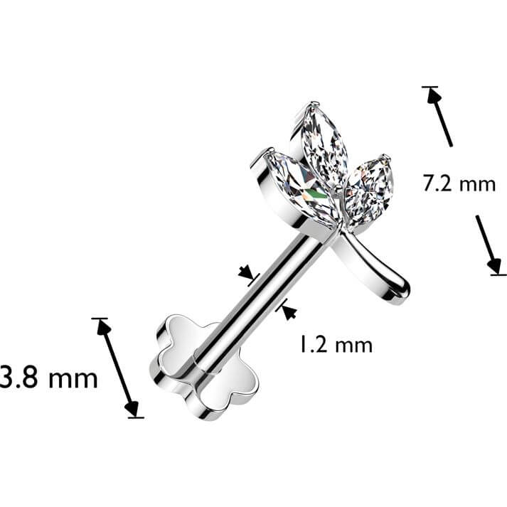 Titane Labret 3 feuilles Marquises Zircone Enfoncer - Image 2