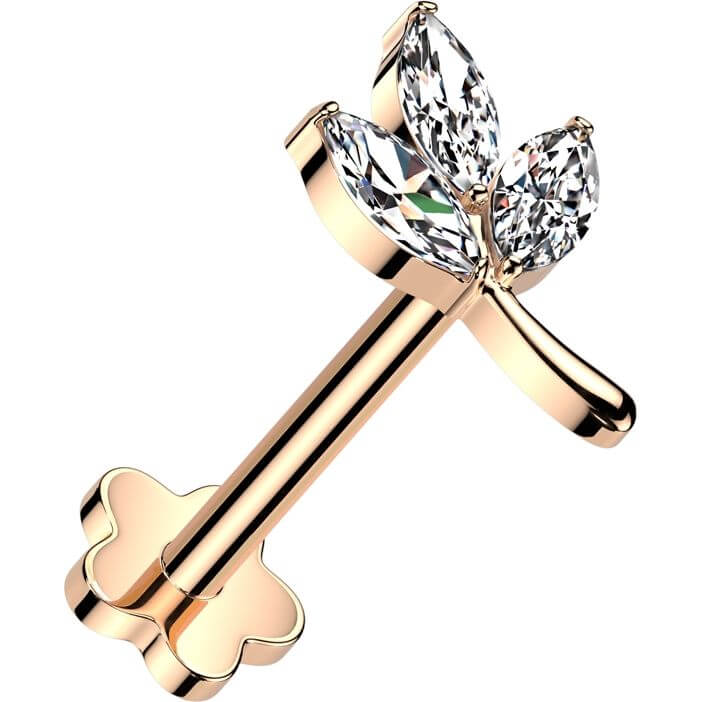 Titane Labret 3 feuilles Marquises Zircone Enfoncer - Image 5
