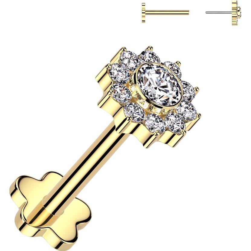 Titane Labret fleur zircone Enfoncer - Image 3