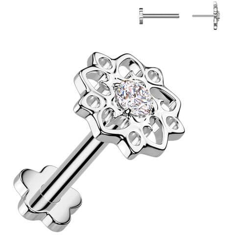 Titane Labret fleur zircone Enfoncer - Image 4