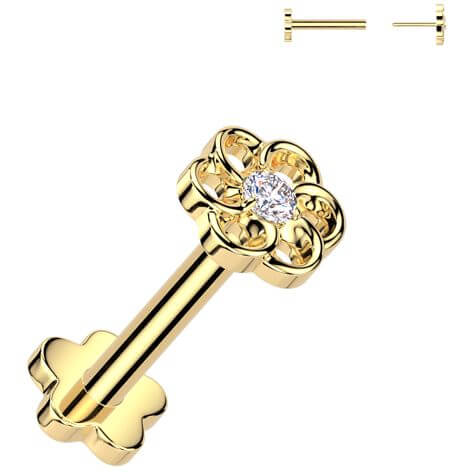 Titane Labret fleur zircone Enfoncer - Image 3