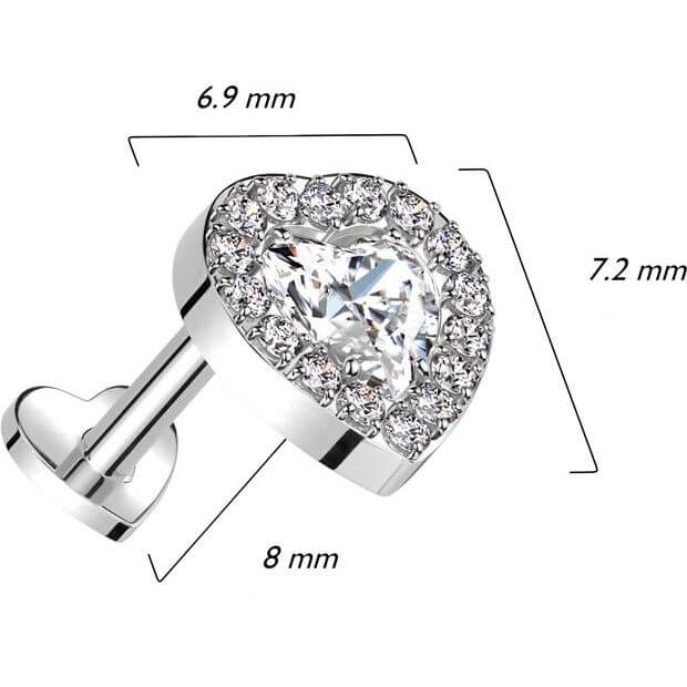 Titane Labret Cœur Zircone Enfoncer - Image 2
