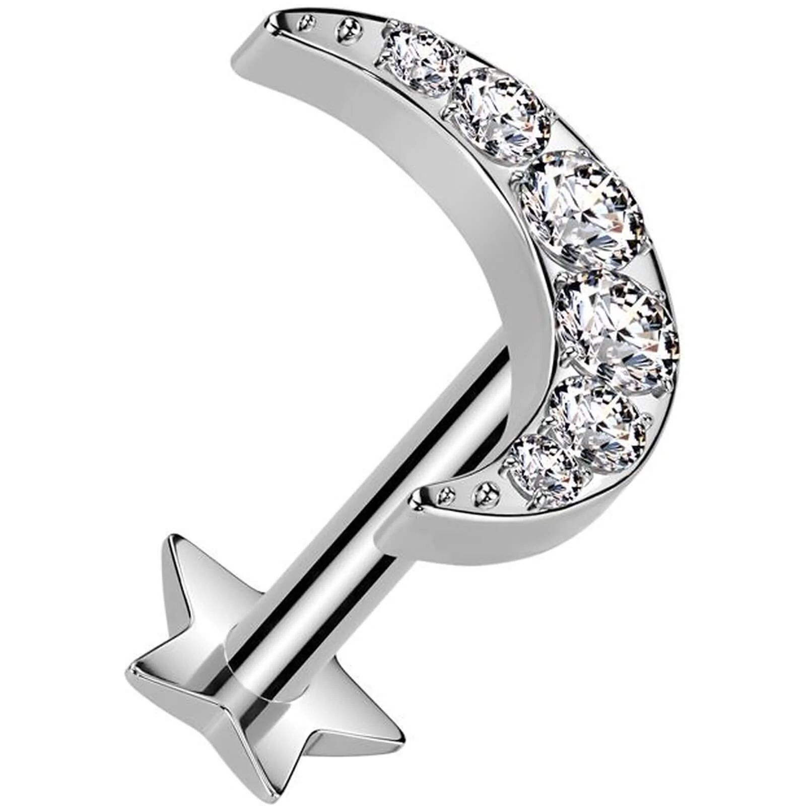 Titane Labret Lune zircone base étoilée Enfoncer