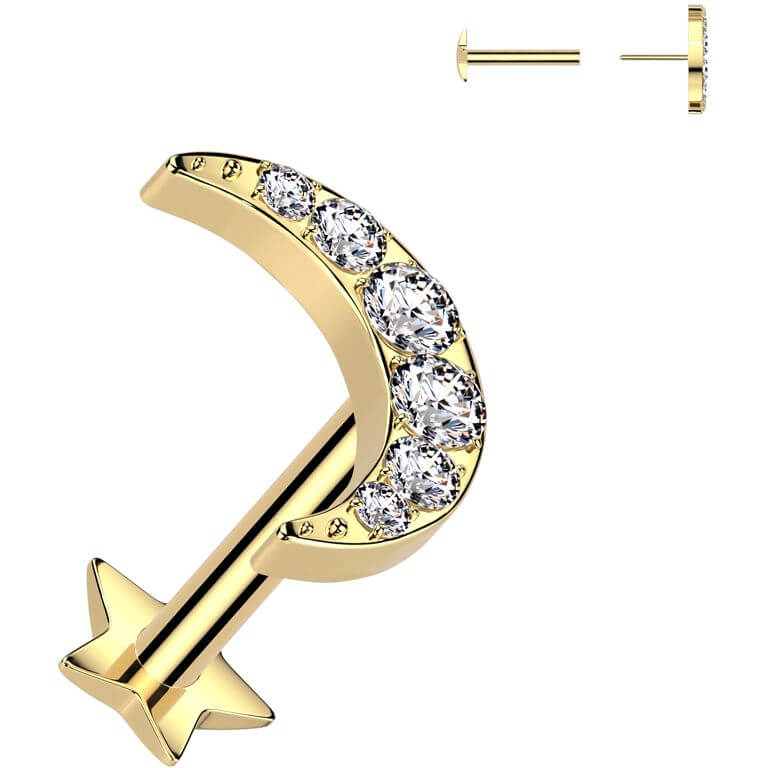 Titane Labret Lune zircone base étoilée Enfoncer - Image 3