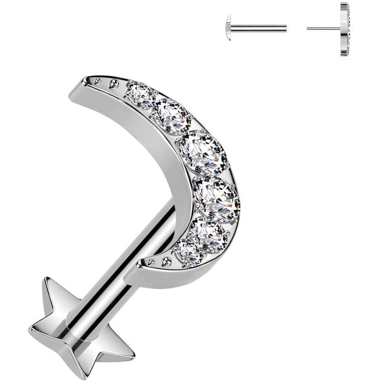 Titane Labret Lune zircone base étoilée Enfoncer - Image 4