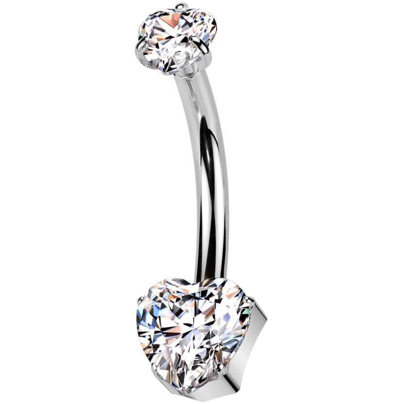 Titane Piercing Nombril cœur zircone Enfoncer