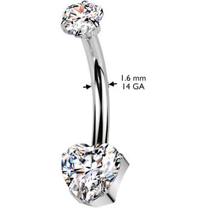 Titane Piercing Nombril cœur zircone Enfoncer - Image 2