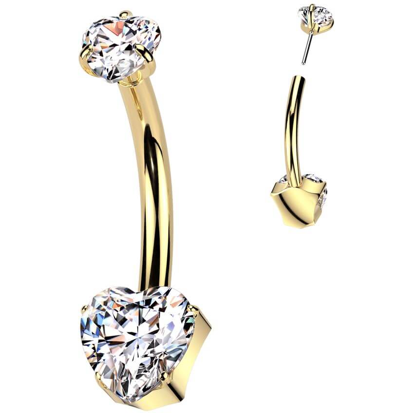 Titane Piercing Nombril cœur zircone Enfoncer - Image 3