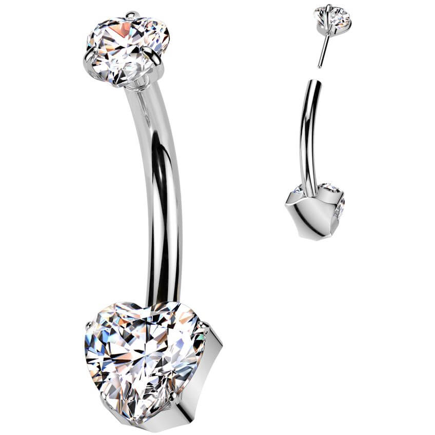 Titane Piercing Nombril cœur zircone Enfoncer - Image 4