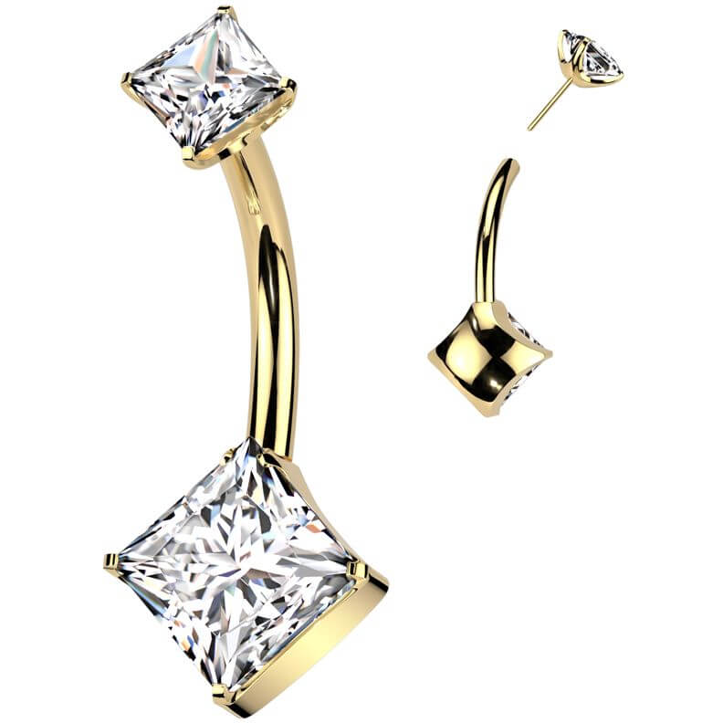 Titane Piercing Nombril double carré zircone Enfoncer - Image 3