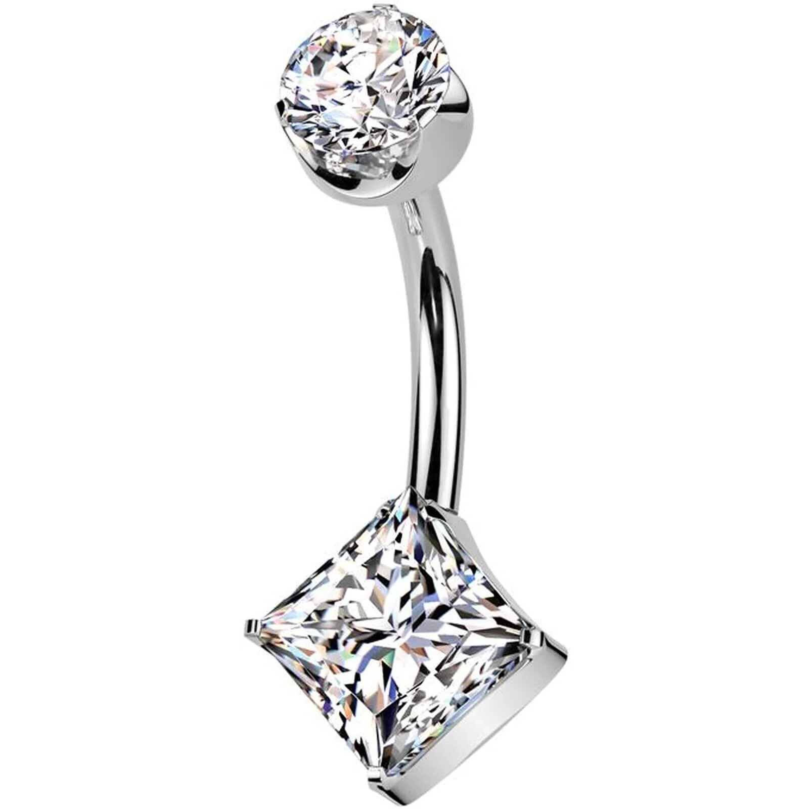 Titane Piercing Nombril zircone ronde quare zirconia Enfoncer