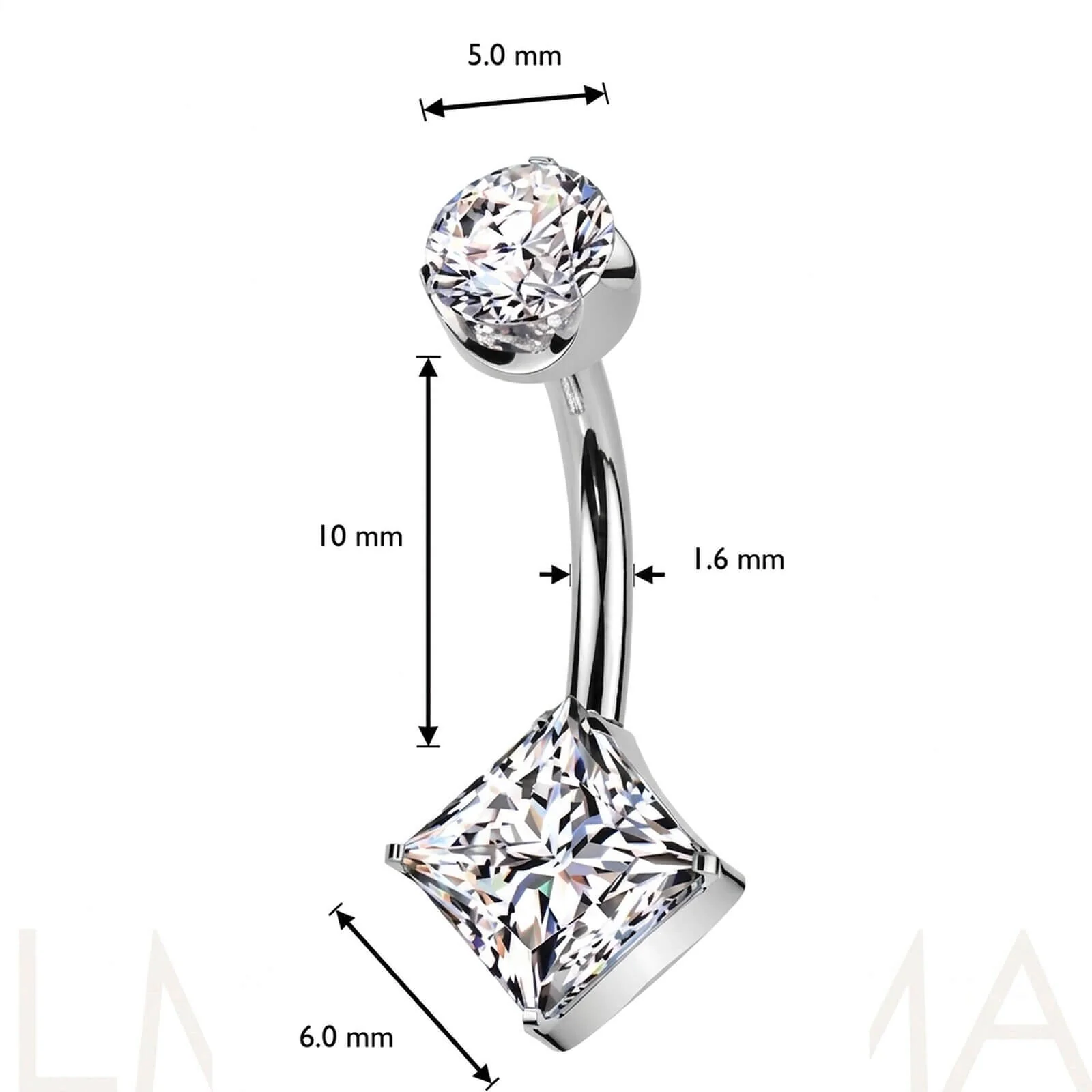 Titane Piercing Nombril zircone ronde quare zirconia Enfoncer - Image 2