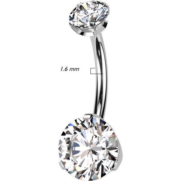 Titane Piercing Nombril 2 Zircone Enfoncer - Image 2