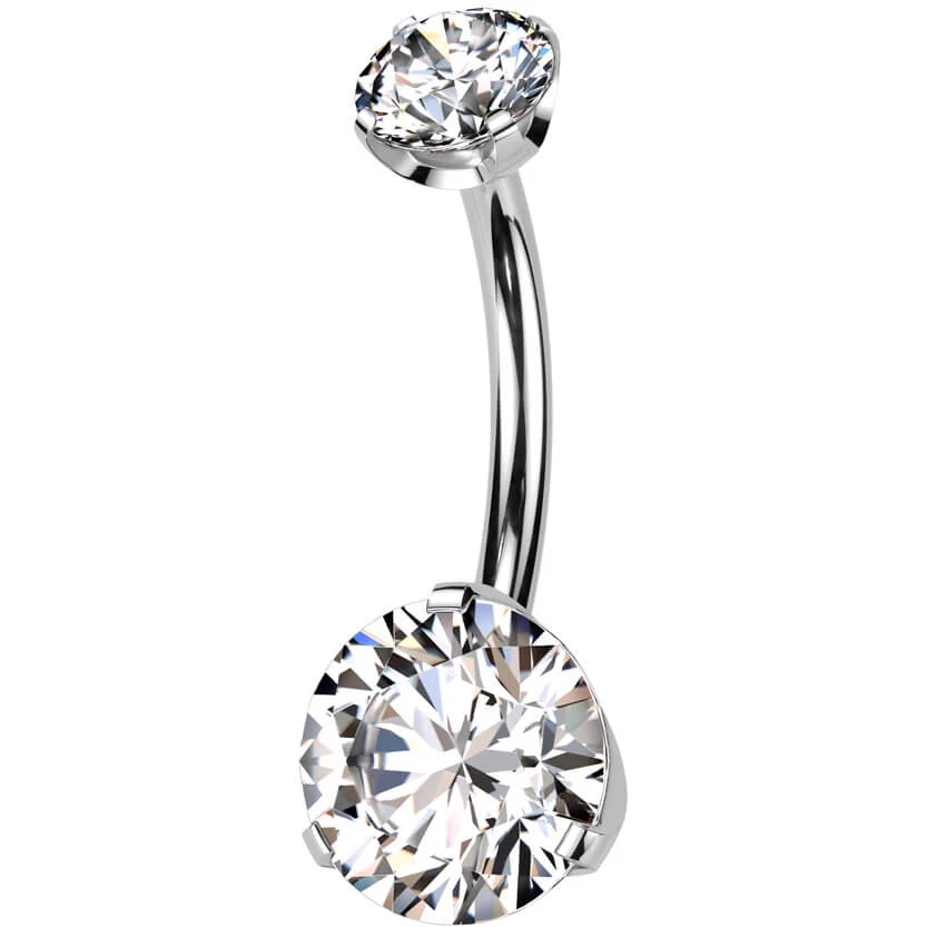 Titane Piercing Nombril 2 Zircone Enfoncer - Image 3