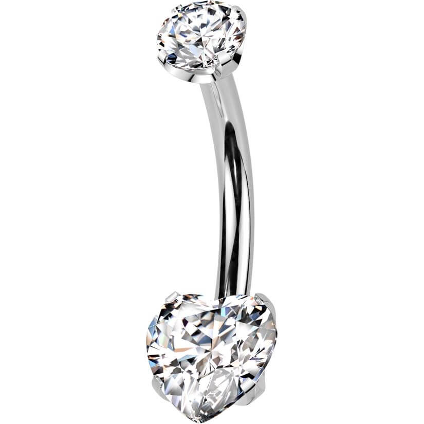 Titane Piercing Nombril assemblage zircone en forme de coeur Enfoncer - Image 5