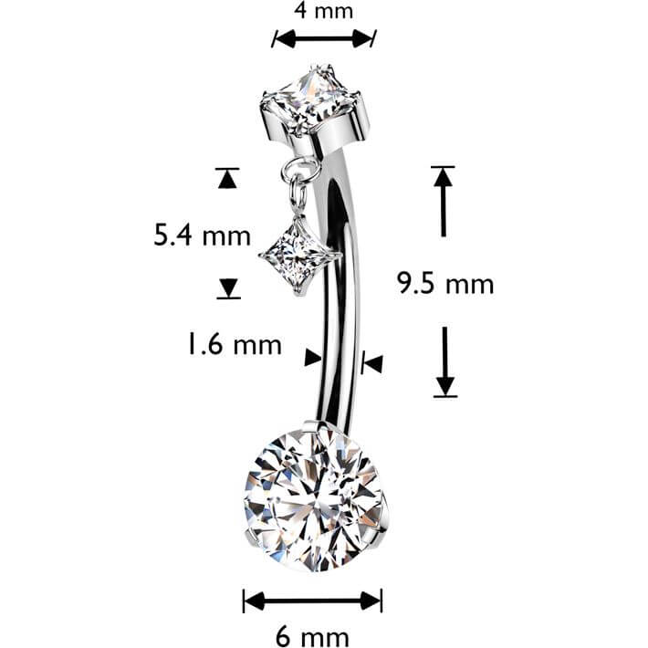 Titane Piercing Nombril pendentif en forme de diamant Zircone Enfoncer - Image 2